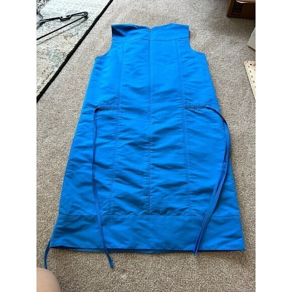 SOCA by St John Women Blue Polyester Sheath Dress Cinch Waist Ties Size Small - Picture 10 of 10